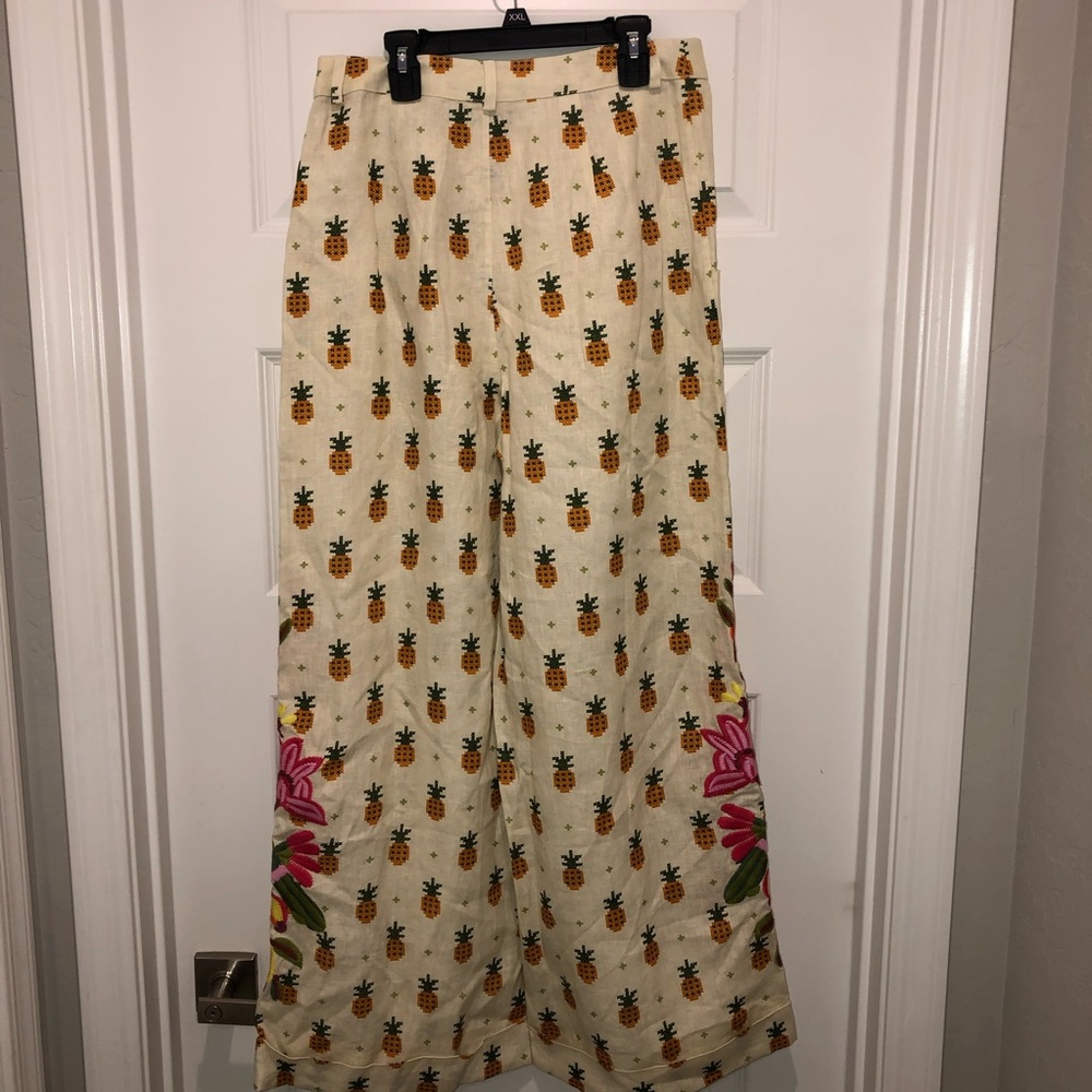 New Farm Rio x Anthropologie Linen Pineapple Resort Pants Trousers sz S - Picture 8 of 8